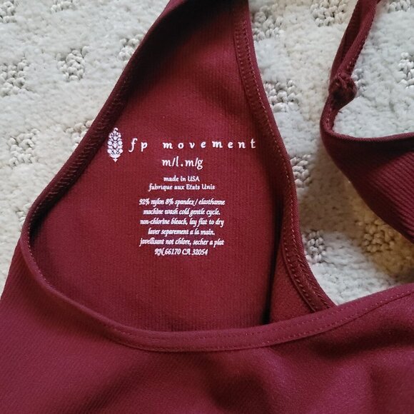 NWOT Free People Movement Racerback Tank Top Snug Fit - Burgundy, Size M/L - Picture 3 of 3